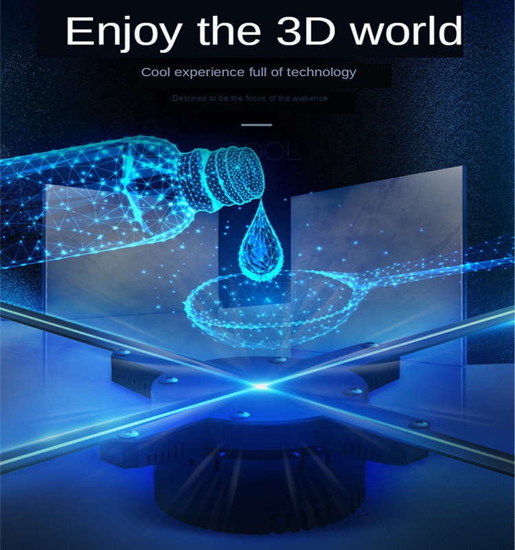 3D Holographic Projector Support Music Player Function Remote Advertise  Display Desktop 3D Fan Advertising Logo Light