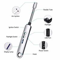 Candle Lighter Electric Arc Lighter, USB Rechargeable Flameless Windproof Lighter with Flashlight