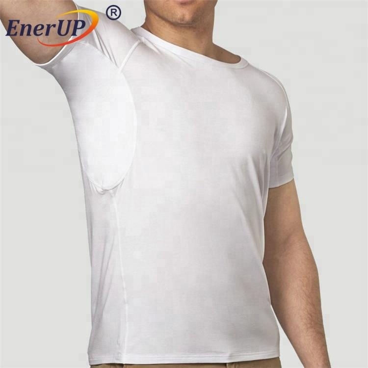 Men's crew neck white sweatshield undershirt