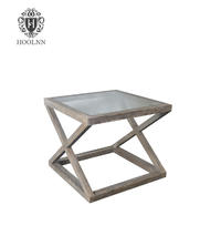 Valencia French Style Oak Side Table with Glass Top HL360