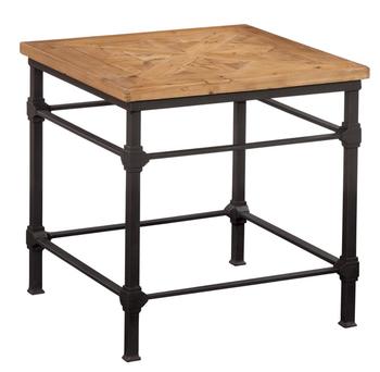 Allan French Industrial Iron Frame Side Table with Recycle Wood Top HL411