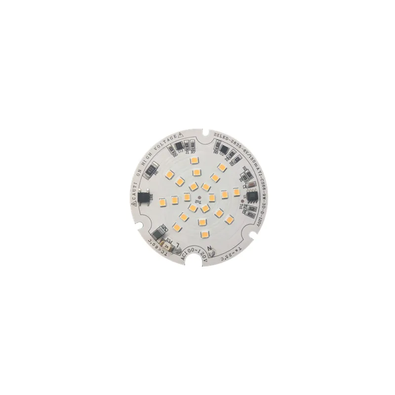 Round Smooth TRIAC Dimmable Customized LED PCB PCBA 9W 104lm/W SMD DOB Driverless Linear Module For Bulblight