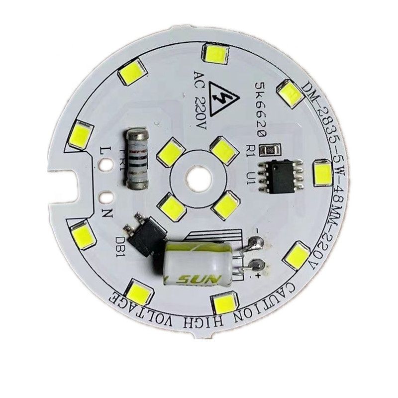 No Flickering 5W 104Lm/W220v AC driverless dob led module round smd pcb pcba boardfor bulb light and downlight