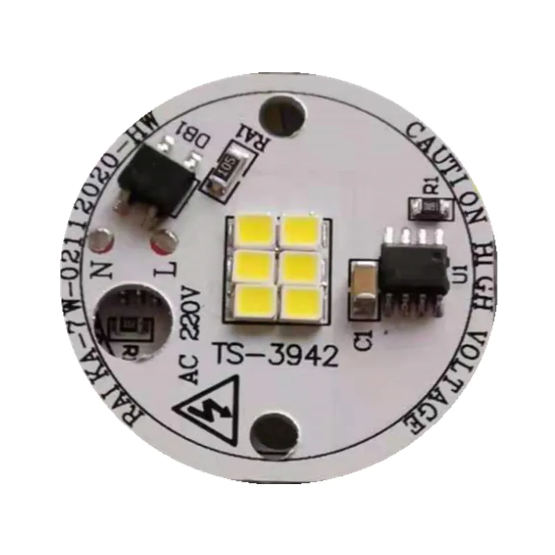 6W 90Lm/W 220V AC DOB LED Module Round SMD PCB PCBA Board for Candle Bulb Light