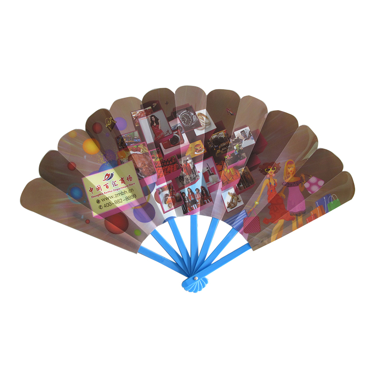 Custom Printed Plastic Folding Hand Fan for Advertising Promotion Products or Event