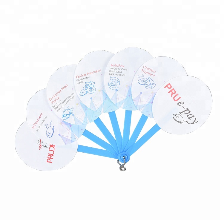 Durable Advertising PP Hot Sale Custom Plastic Hand Folding Fan