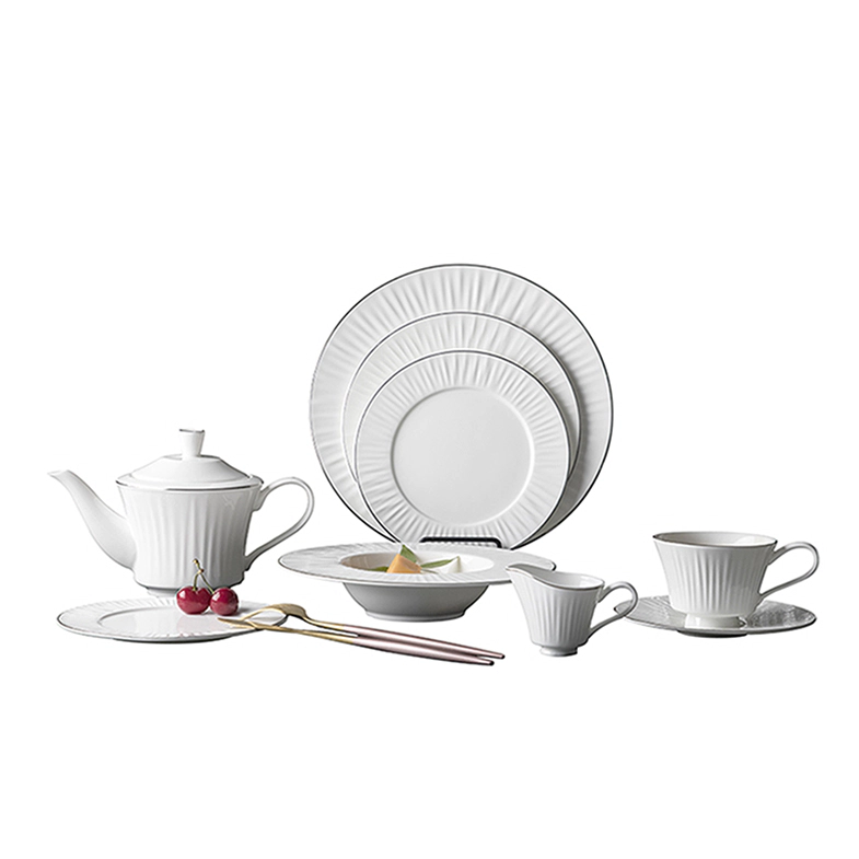 Expensive Silver Rim Luxury Dinner Set, Bone China Crockery for Hotel, Hotel & Restaurant Bonechina Dinner Set$