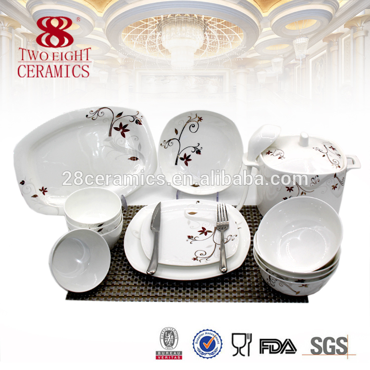 Guangzhou decal china ceramic 72 pcs dinner set with flower