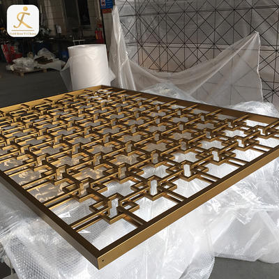 commercial room dividers partitions middle height rectangle lattice design brushed gold stainless steel divider partition