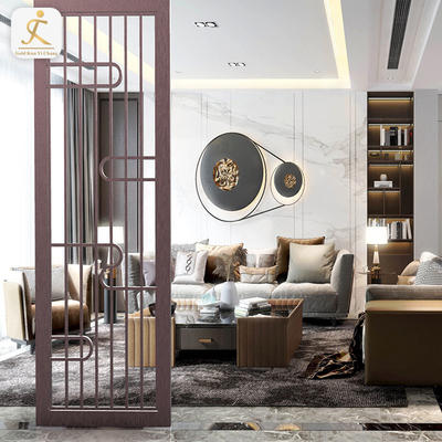 home art laser cut metal screen partition customized luxury gold stainless steel decorative hotel room divider partition