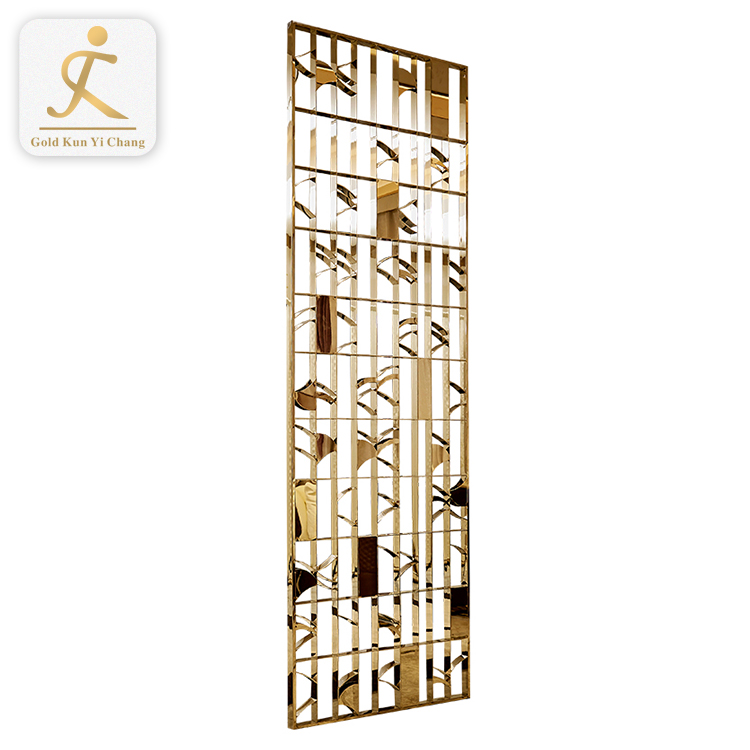 Interior design laser cutting golden mirror polished Stainless steel screen customized room divider