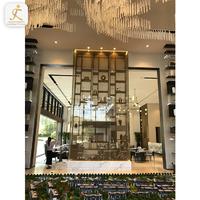 Modern restaurant lobby decorations water wall room dividers stainless steel huge panel wall partition divider