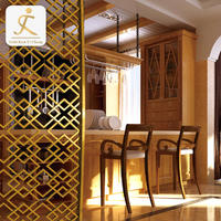 Living room dining room golden partition screen luxury perforated steel privacy room divider chinese laser cut privacy screen