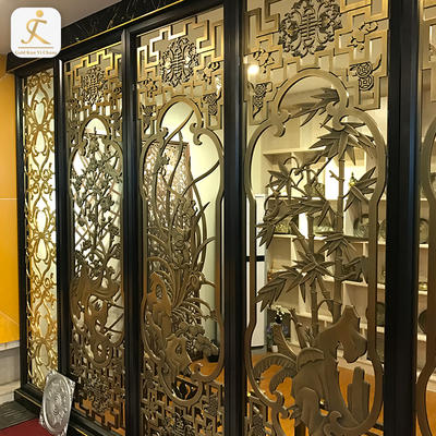inox cheap decorative living room partition black frame gold hollow cut metal ready made restaurant room partitions