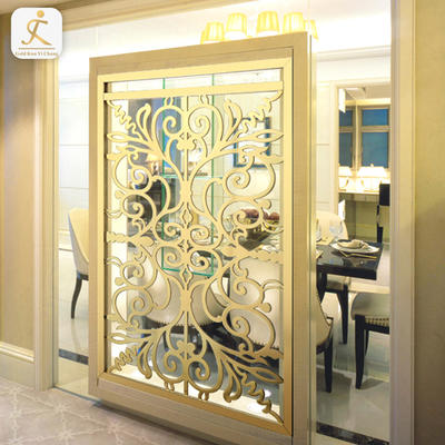 Decorative Laser Cut Metal Screens Art Decor For Sale Bright Gold Stainless Steel Decorative Room Partitions For Bedroom