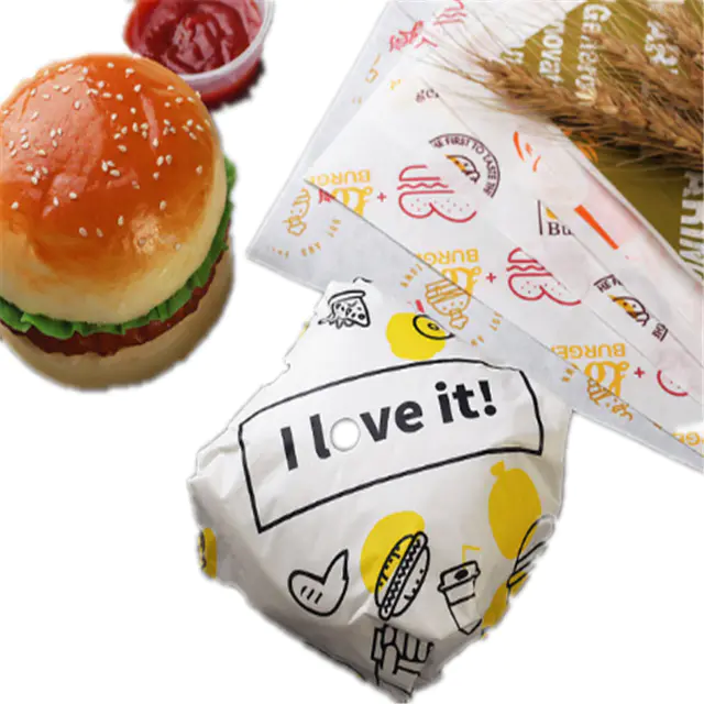 Custom printed Food grade high quality grease proof paper wrapping for burger Manufacturer in china