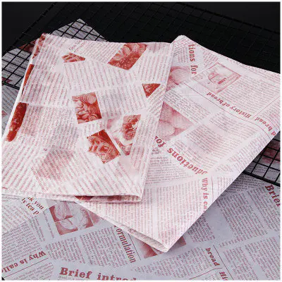 Custom Newsprint type food grade greaseproof paper for food wax wrapping China supplier