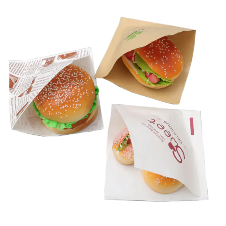 Wrap Sandwich GreaseproofBags Custom Wrapping Food Paper Custom Logo Pockets For Burger