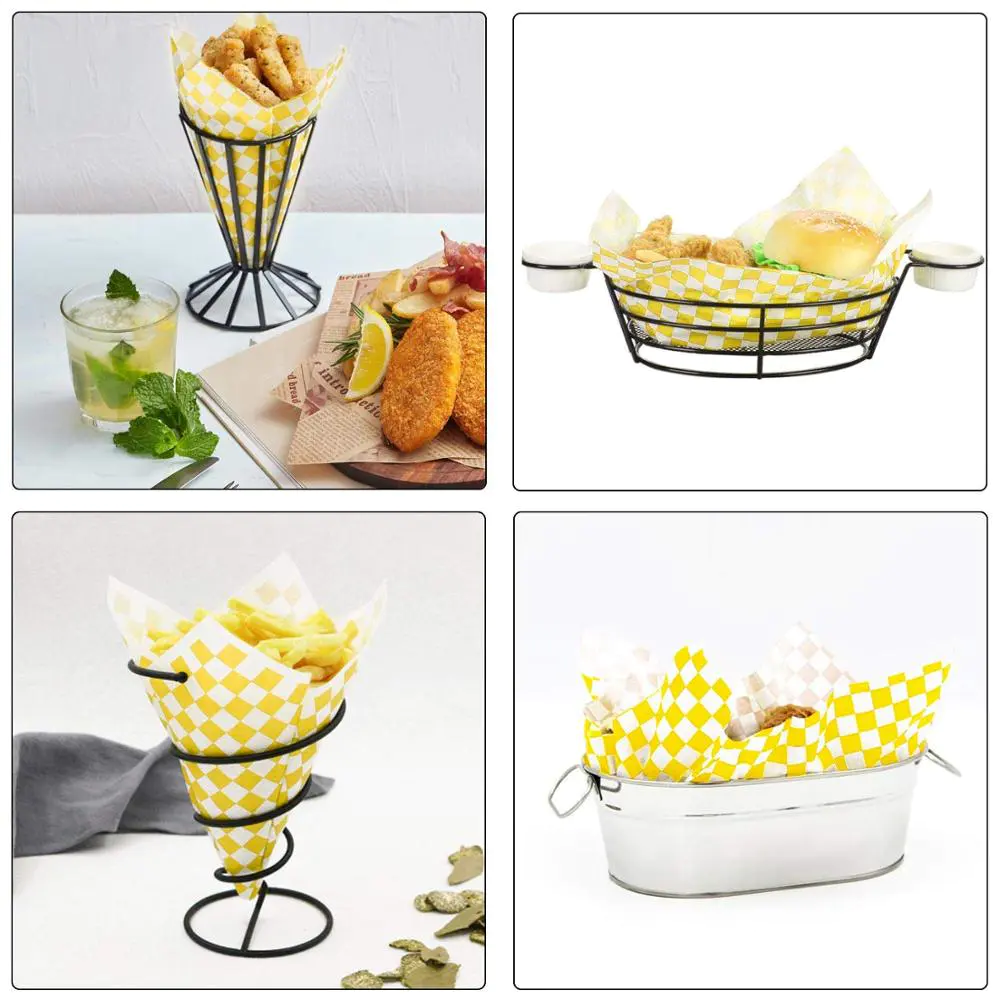 Custom Printed Wax Paper Food Picnic Paper Grease Proof Paper for Hamburger Liners Wrapping Tissue Plastic Food Basket Wood Pulp
