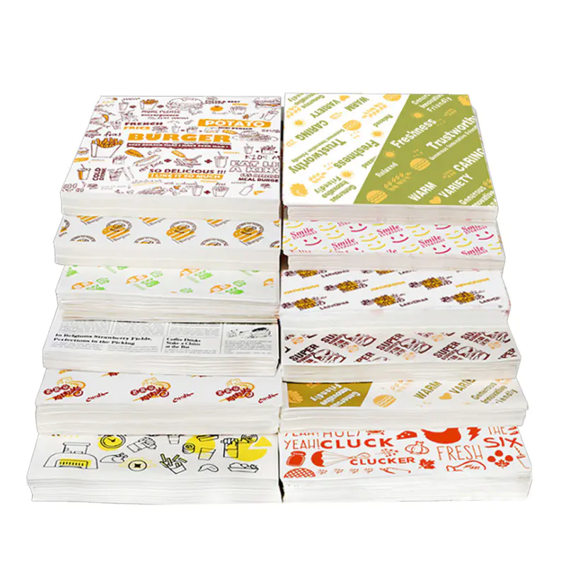 Custom Wrap Sandwich Bags Greaseproof Wrapping Food Paper Custom Logo Pockets For Burger