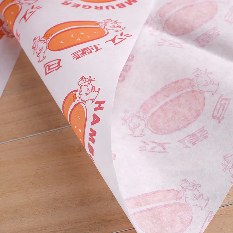 PE coated greaseproof paper sandwich wrapper for fast food restaurant