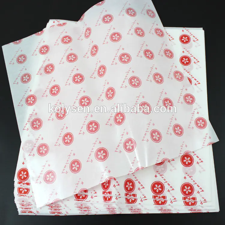 Custom logo food grade oil proof food paper for burger wrapper factory in china