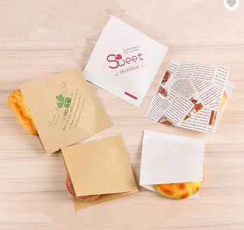 custom greaseproof food grade paper bag for burger/sandwich/pastry