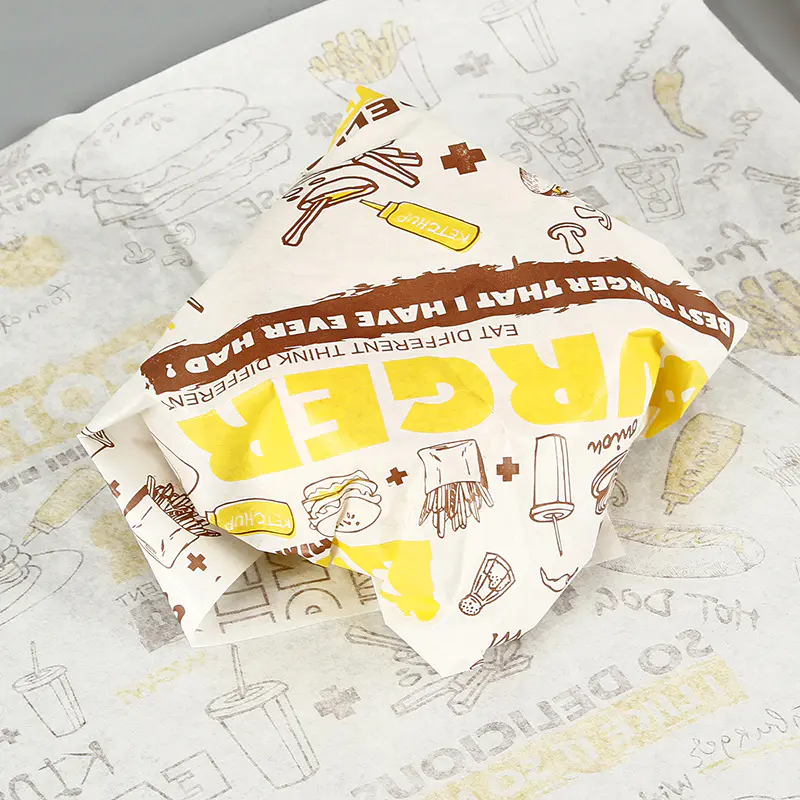 Kolysen Custom printed food grade hamburger Wrapping Paper Fast Consumer Food Packaging