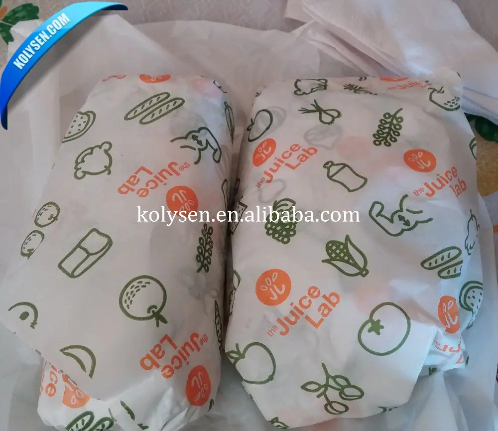 KOLYSEN Custom logo Food grade shawarma paperfood wrapping paperpapel comida China supplier