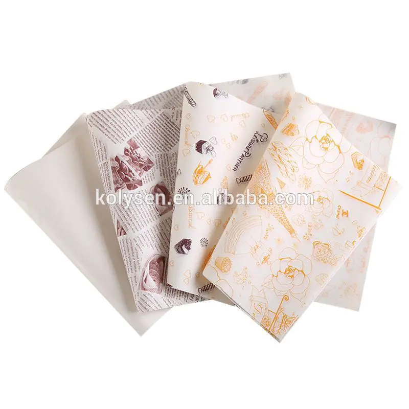 Custom logo printed food wrap PE coated white kraft paper sheet greese proof paper Manufacturer