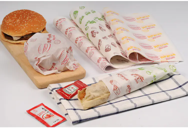 Burger Aluminum Pocket Food Grade Foil Sandwich Wrap Paper Printed Oil Proof Packaging