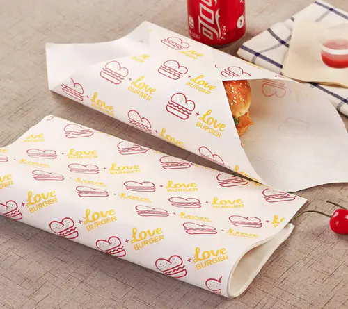 Printed Oil Proof Sandwich Wrap Burger Pocket Food Grade Paper Packaging Aluminum Foil