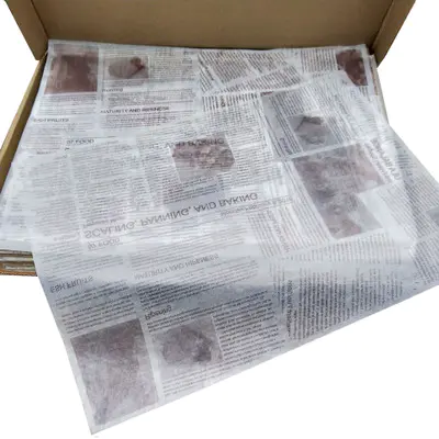 KOLYSEN Custom Newspaper type printed takeaway snack food wrapping greaseproof paper