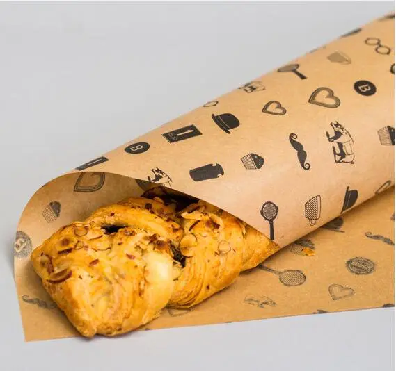 Customized Brown kraft food wrap greaseproof paper made in china