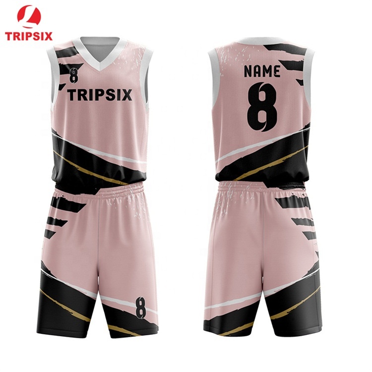 Full Sublimation Color Pink Women Basketball Uniform Design
