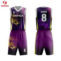 Customized Design Black Dragon Violet Thailand Tackle Twill Blank Printing Basketball Jersey