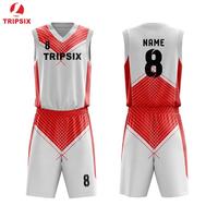 Red And White High School Striped Custom Basketball Uniform