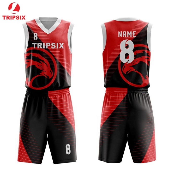 Custom Design Black And Red Basketball Uniform