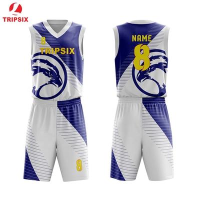 Design White And Blue Color Basketball Jersey Uniform