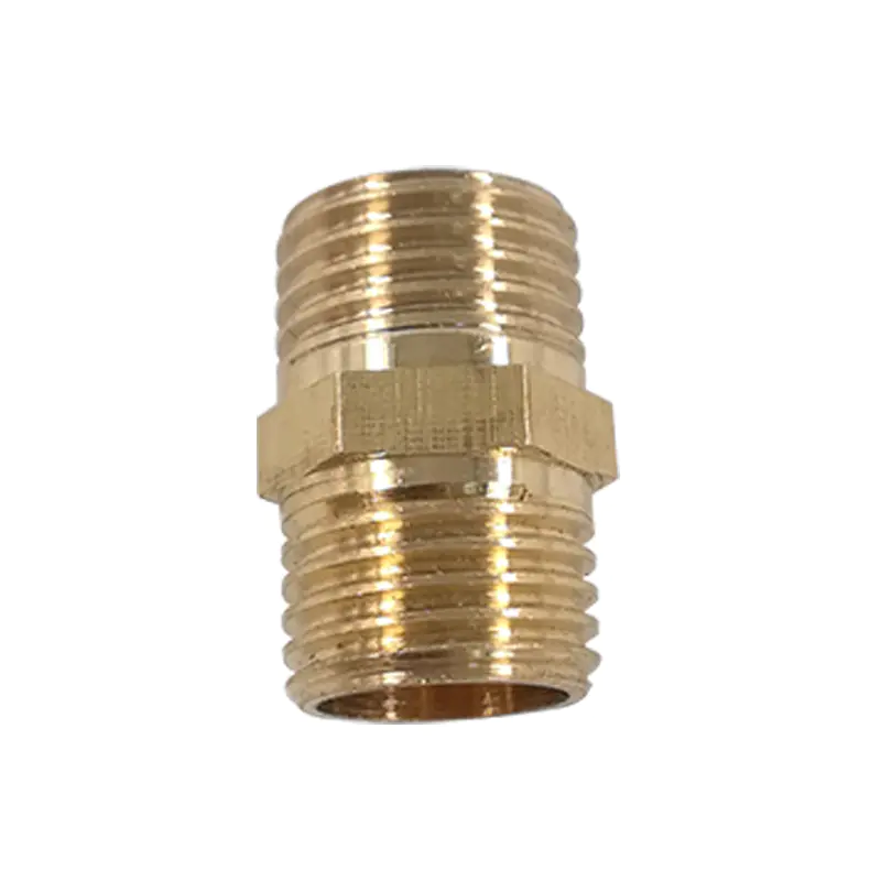 Brass Gold Quick Hose Connector Hex Nipple Threaded Brass Pneumatic Fitting