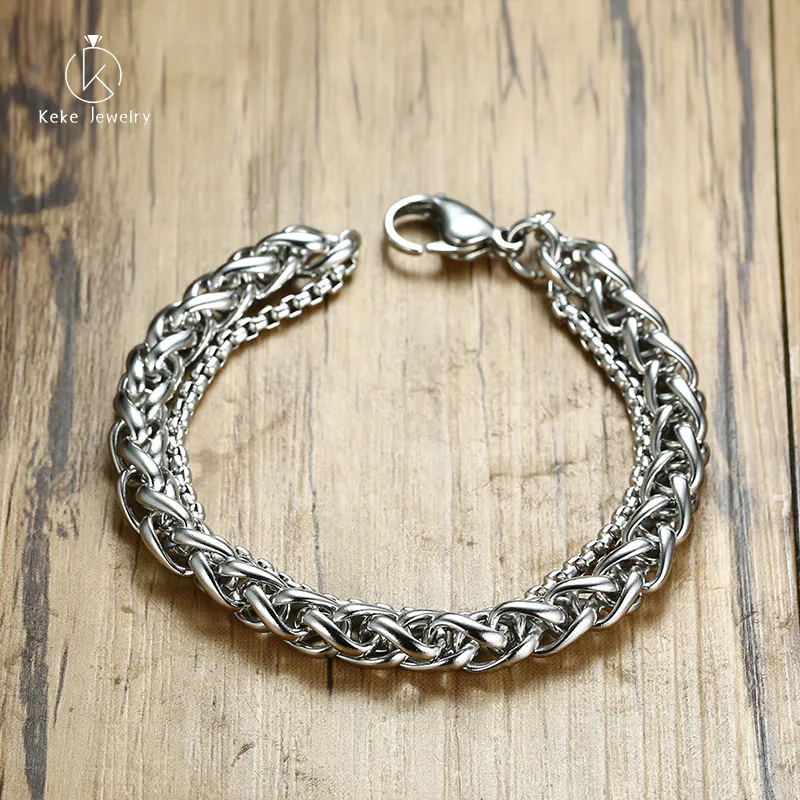European and American style men's titanium steel double-layer chain bracelet BR-590S