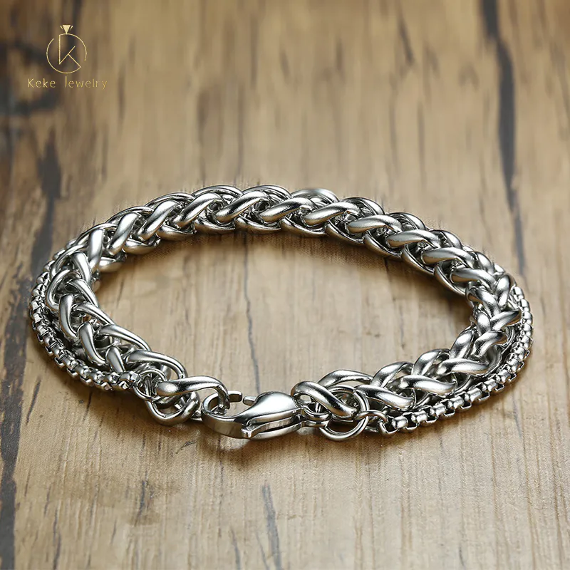 European and American style men's titanium steel double-layer chain bracelet BR-590S