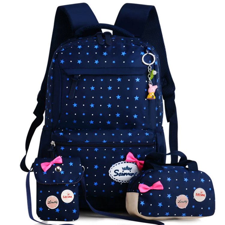 Osgoodway2 2019 New Arrivals 3 in 1 Navy Blue Teens Backpack School Bags Set