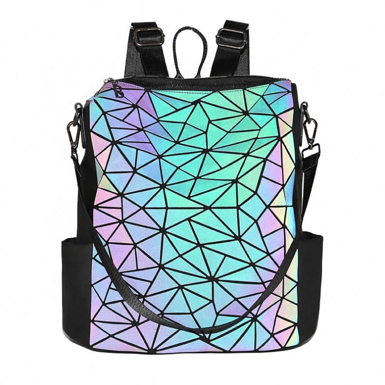Osgoodway2 Geometric Holographic Luminous Sex Girls School Bag Color Changing Women Designer Backpack