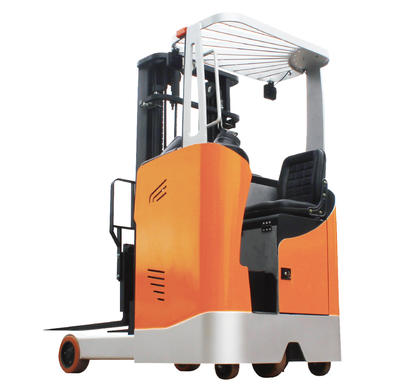 Battery powered electric reach truck forklift truck for warehouse