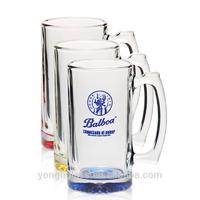 2015 hot selling 15ounce new product custom printed & personalized glass cup handled beer stein glass mug