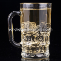 2015 high quality 350ml transparent glass beer cup/ large glass beer mug with logo/ custom beer steins glass with handle