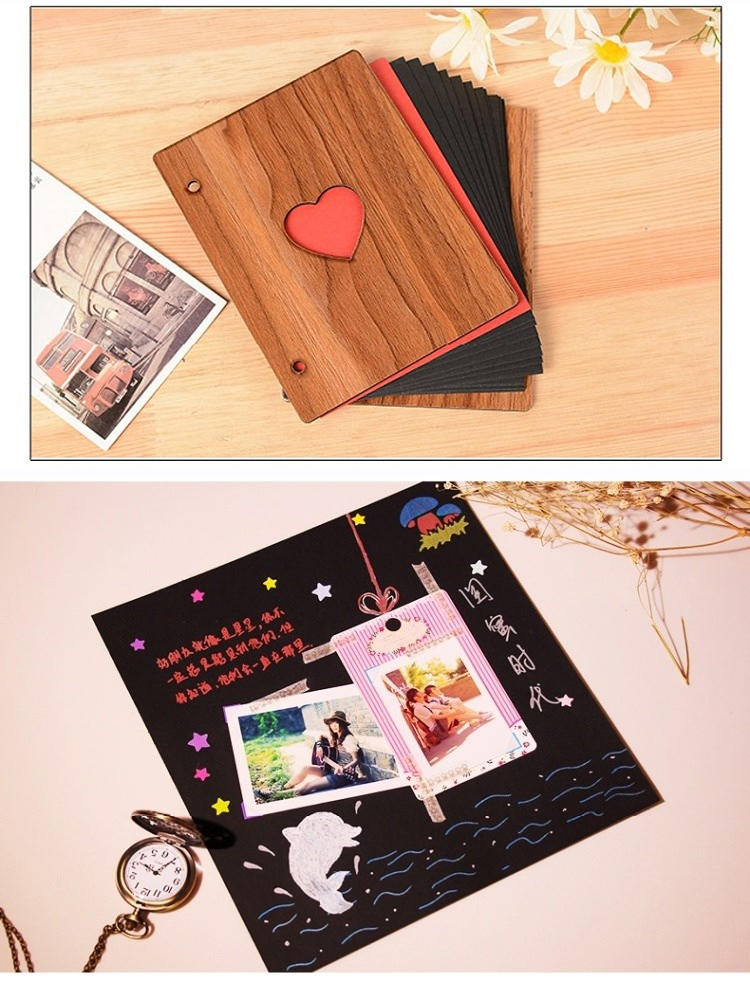 product-Dezheng-Loose-Leaf Ring Binding DIY Wooden Cover Photo Album Scrapbook,Handmade High Quality-1