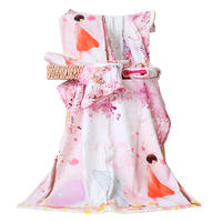2020 Top Selling Customized terry Cotton Kawaii Cartoon Printed Pink Bath Towel Set Bath Sheet