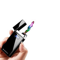 newest design windproof rechargeable usb led spinner lighter with button